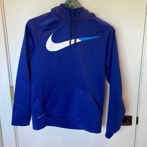 Nike Dri Fit Blue Logo Hoodie, Medium
